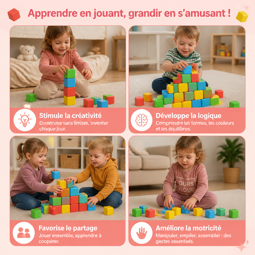 Cubes Magnétiques de Construction de 4,2 cm pour Tout-Petits – Blocs STEM Éducatifs