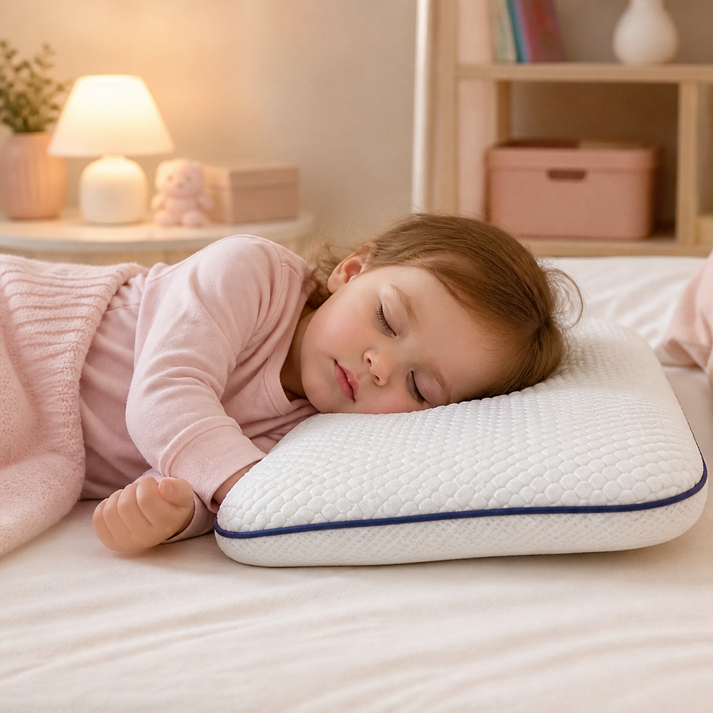Oreiller Ergonomique pour Enfants en Mousse à Mémoire de Forme avec Soutien du Cou