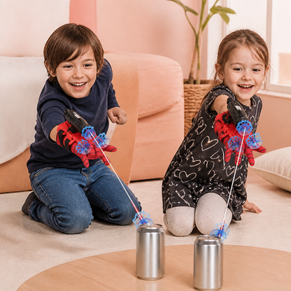 Set de Gants Lance-Toile de Super-Héros – Lanceur à Ficelle au Poignet avec Fléchettes à Ventouse
