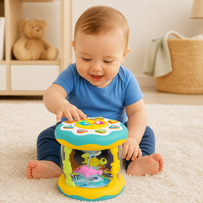 Jouet Musical Interactif avec Lumières – Jouet Sensoriel Montessori et Berceuse Apaisante