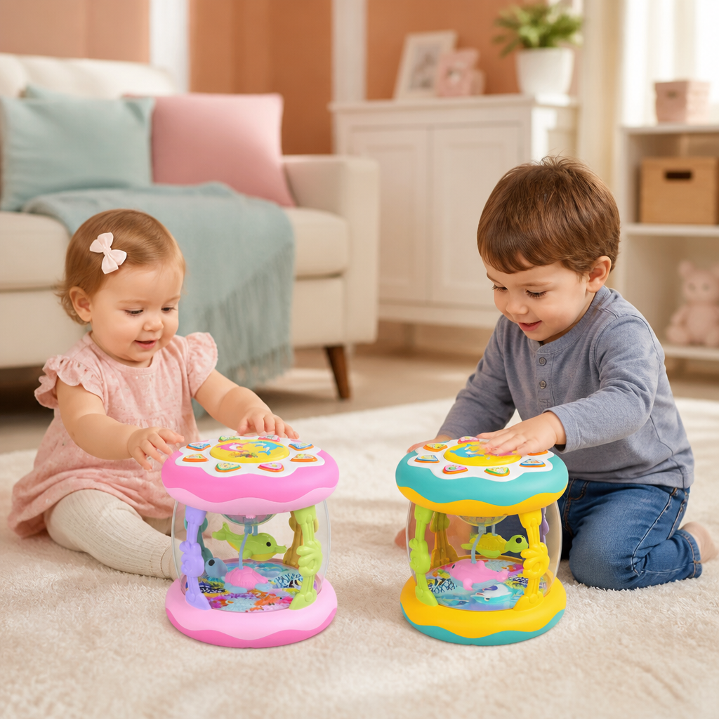 Jouet Musical Interactif avec Lumières – Jouet Sensoriel Montessori et Berceuse Apaisante