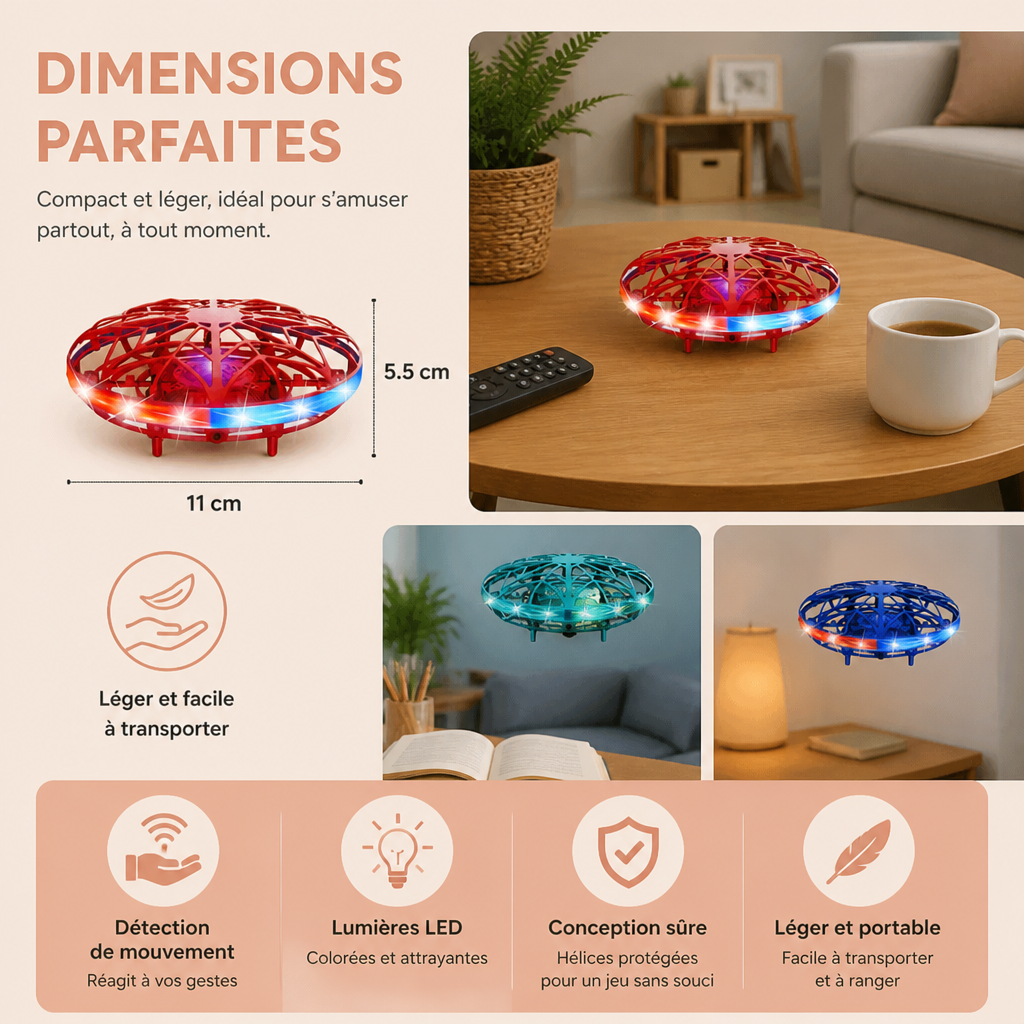 Drone UFO Volant LED À Détection De Mouvement