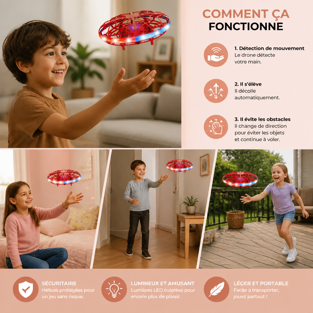 Drone UFO Volant LED À Détection De Mouvement