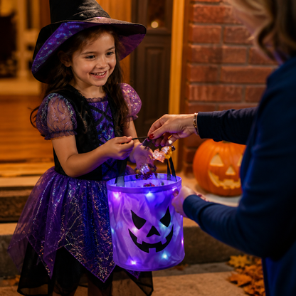 Seau À Bonbons LED D’Halloween Pour Le Trick-or-Treat – Sac Lumineux Réutilisable