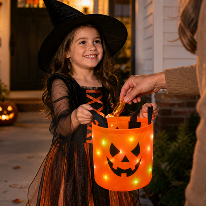 Seau À Bonbons LED D’Halloween Pour Le Trick-or-Treat – Sac Lumineux Réutilisable