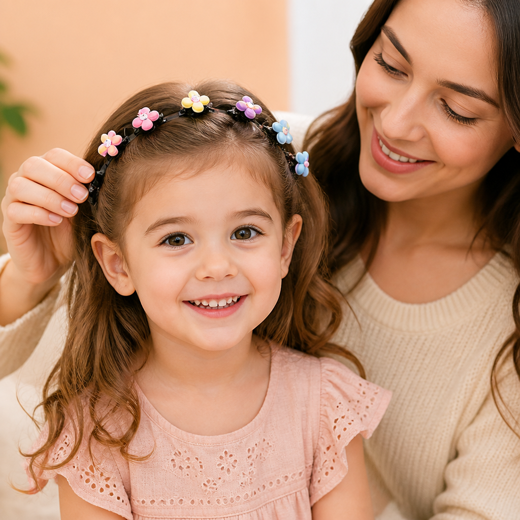 Jolis Barrettes & Bandeaux Pour Filles Avec Breloques Fleurs, Fraises & Arc-en-Ciel