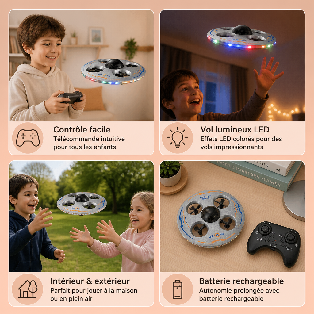 Drone Soucoupe Volante LED avec Télécommande