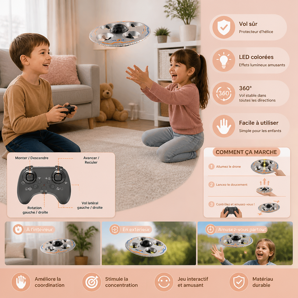 Drone Soucoupe Volante LED avec Télécommande