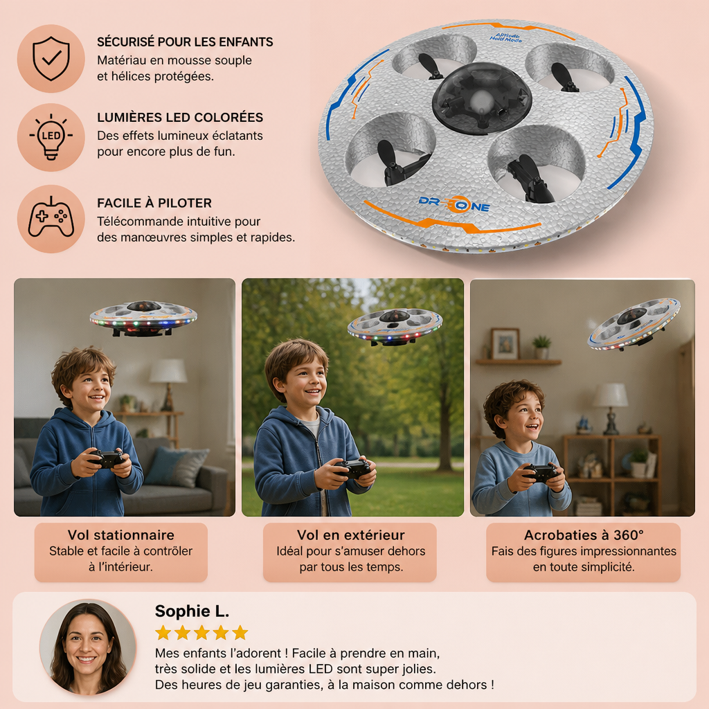 Drone Soucoupe Volante LED avec Télécommande