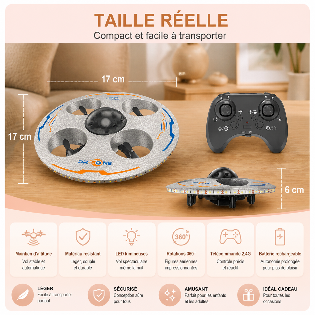 Drone Soucoupe Volante LED avec Télécommande