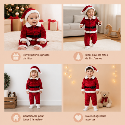 Ensemble de Costume de Père Noël pour Bébés et Tout-Petits