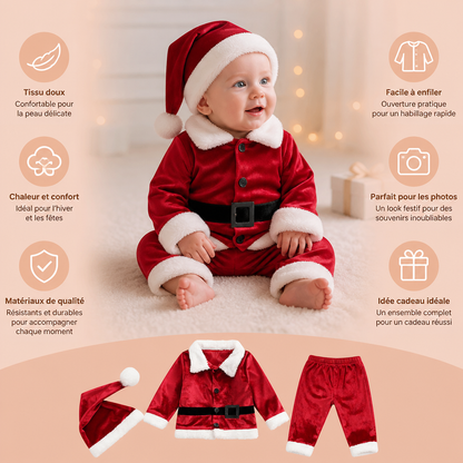 Ensemble de Costume de Père Noël pour Bébés et Tout-Petits