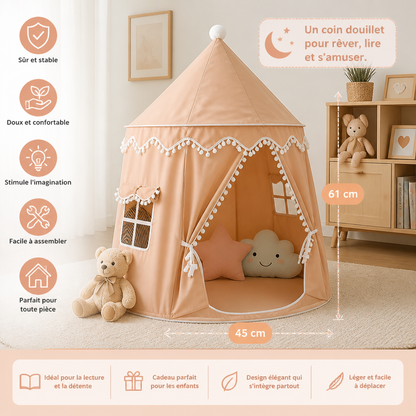 Tente de jeu douillette pour enfants – Un charmant refuge pour lire et jouer