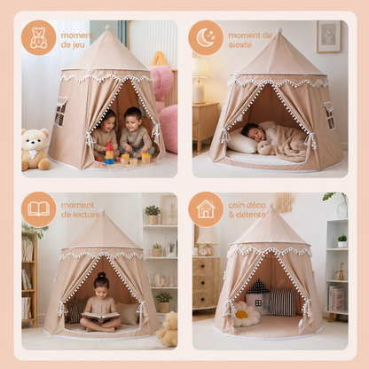 Tente de jeu douillette pour enfants – Un charmant refuge pour lire et jouer