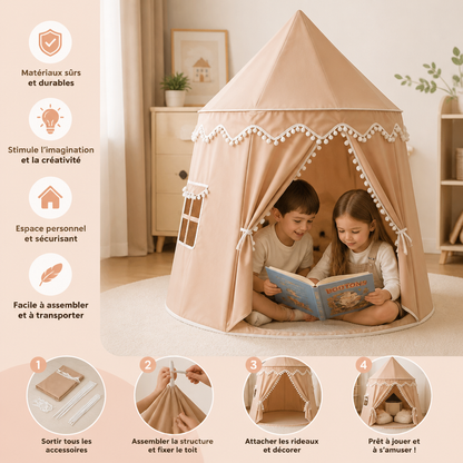 Tente de jeu douillette pour enfants – Un charmant refuge pour lire et jouer