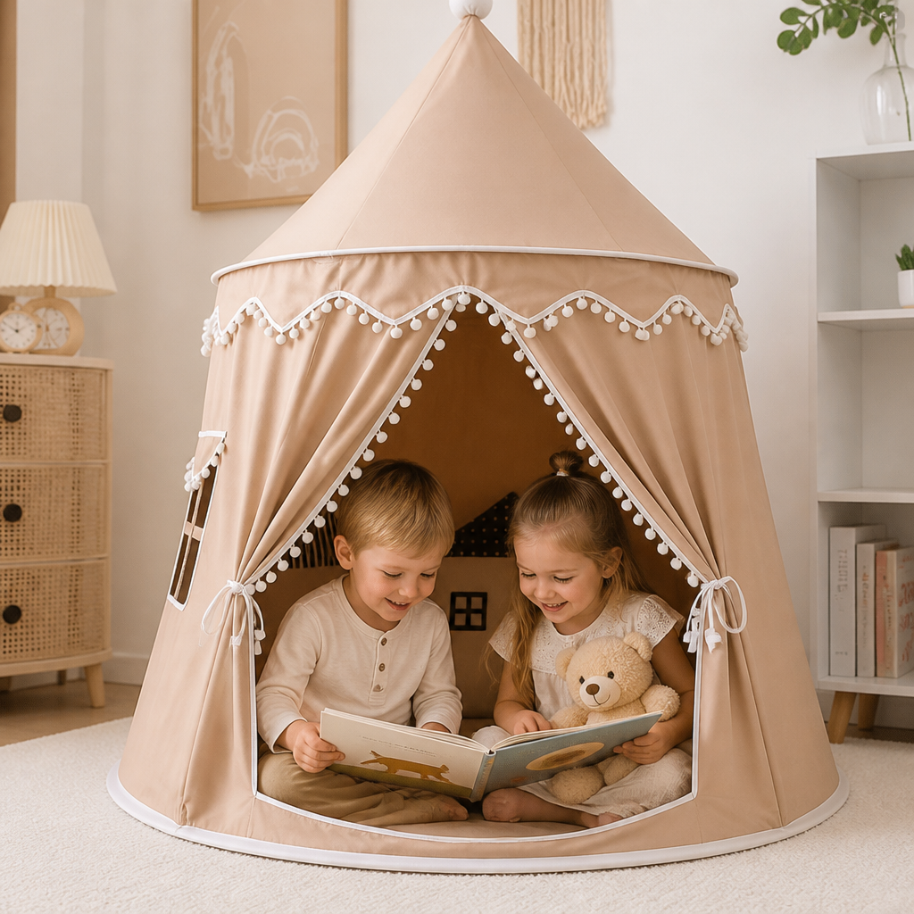 Tente de jeu douillette pour enfants – Un charmant refuge pour lire et jouer