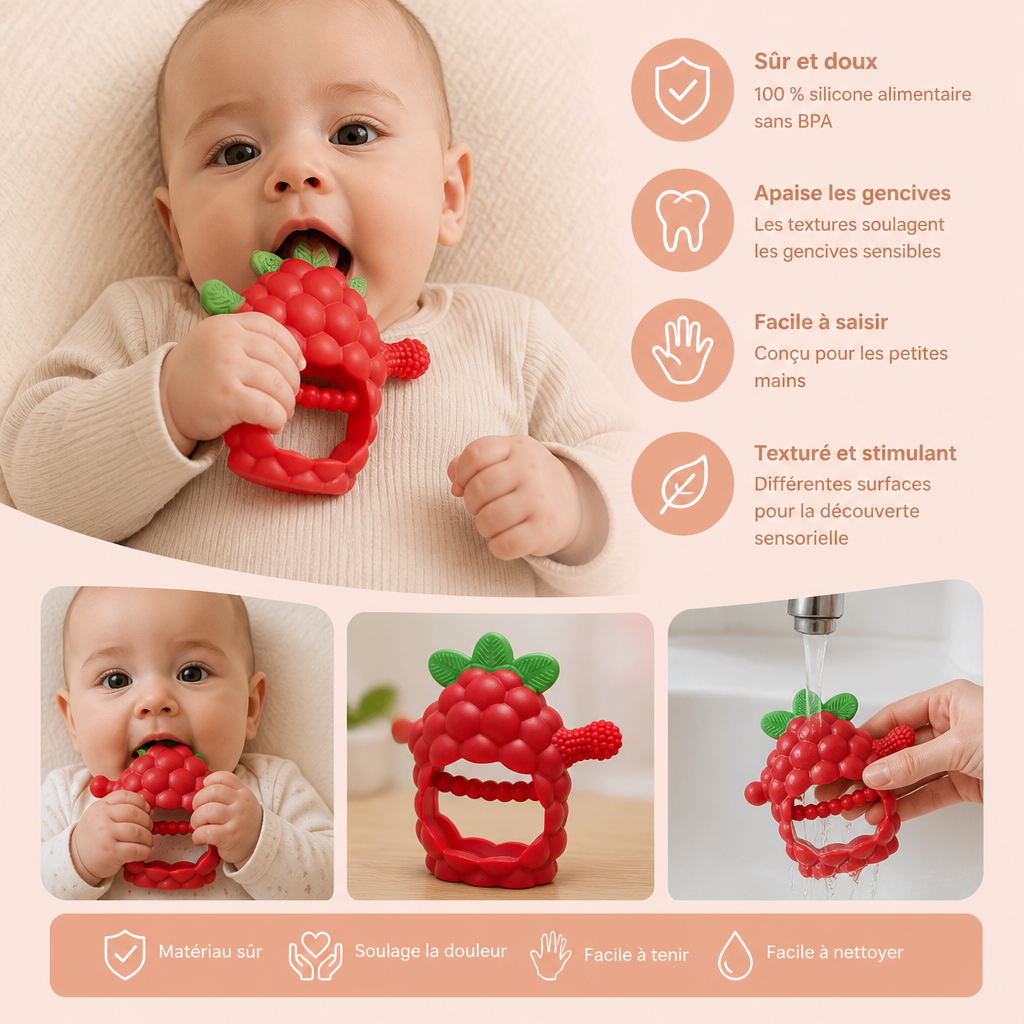 Anneau De Dentition En Silicone À Prise Facile Avec Textures Variées (Dès 3 Mois)