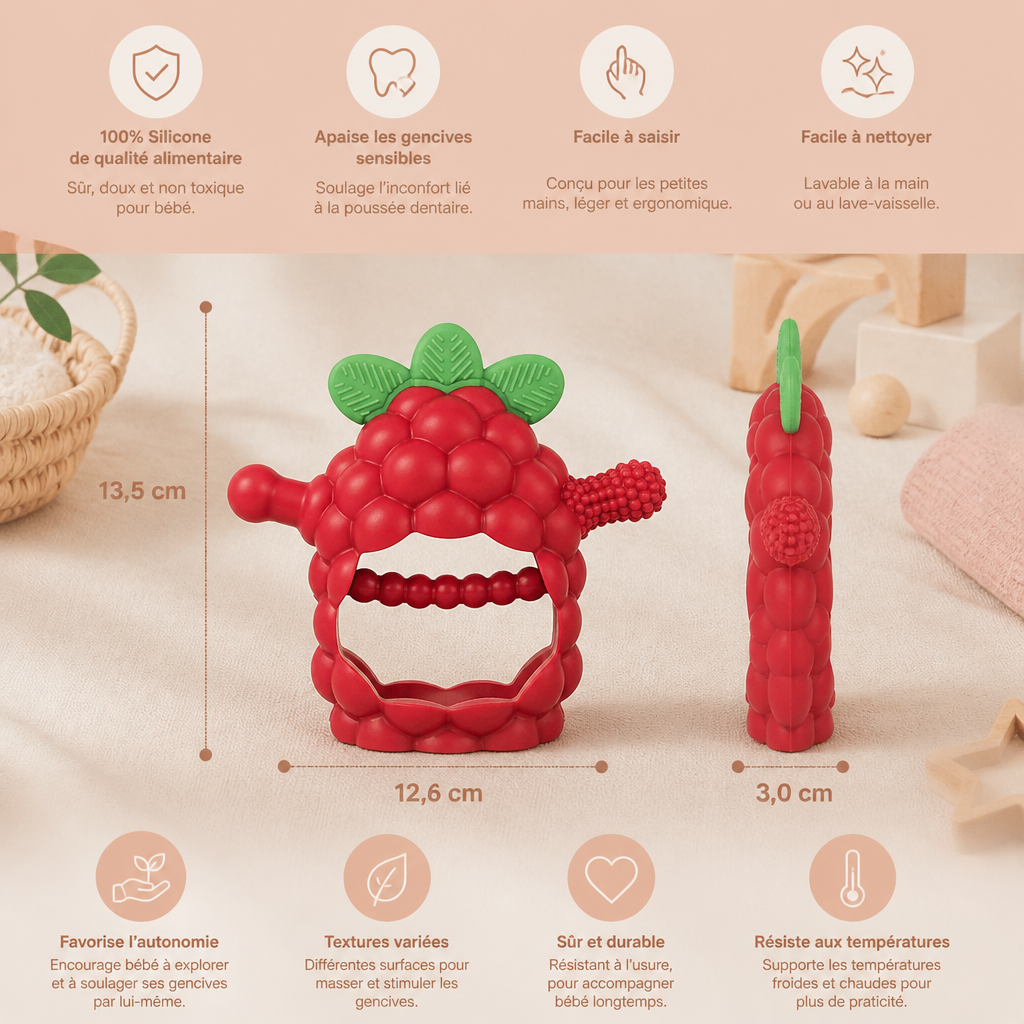 Anneau De Dentition En Silicone À Prise Facile Avec Textures Variées (Dès 3 Mois)