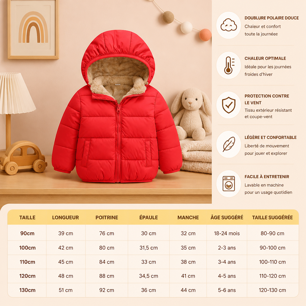 Doudoune Pour Bébés Et Tout-Petits Avec Doublure Polaire
