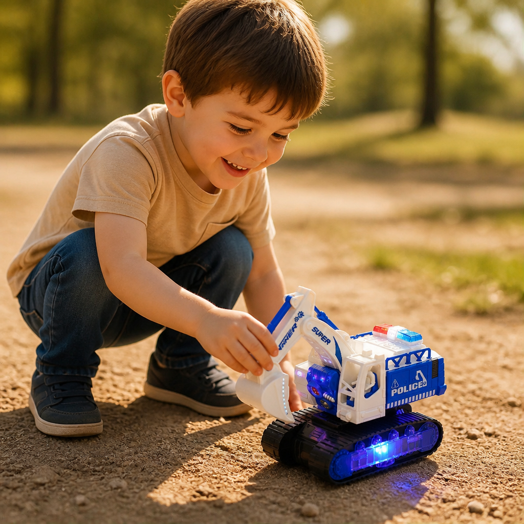 Excavatrice Robot de Police Transformable avec Lumières et Sons