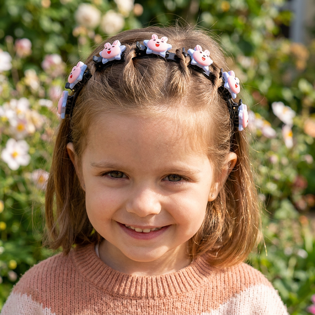 Jolis Barrettes & Bandeaux Pour Filles Avec Breloques Fleurs, Fraises & Arc-en-Ciel