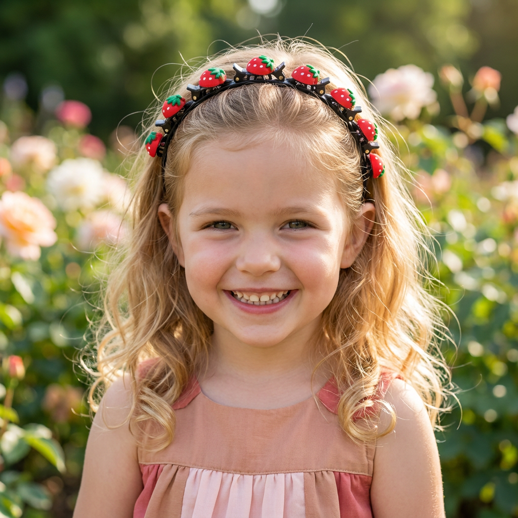 Jolis Barrettes & Bandeaux Pour Filles Avec Breloques Fleurs, Fraises & Arc-en-Ciel