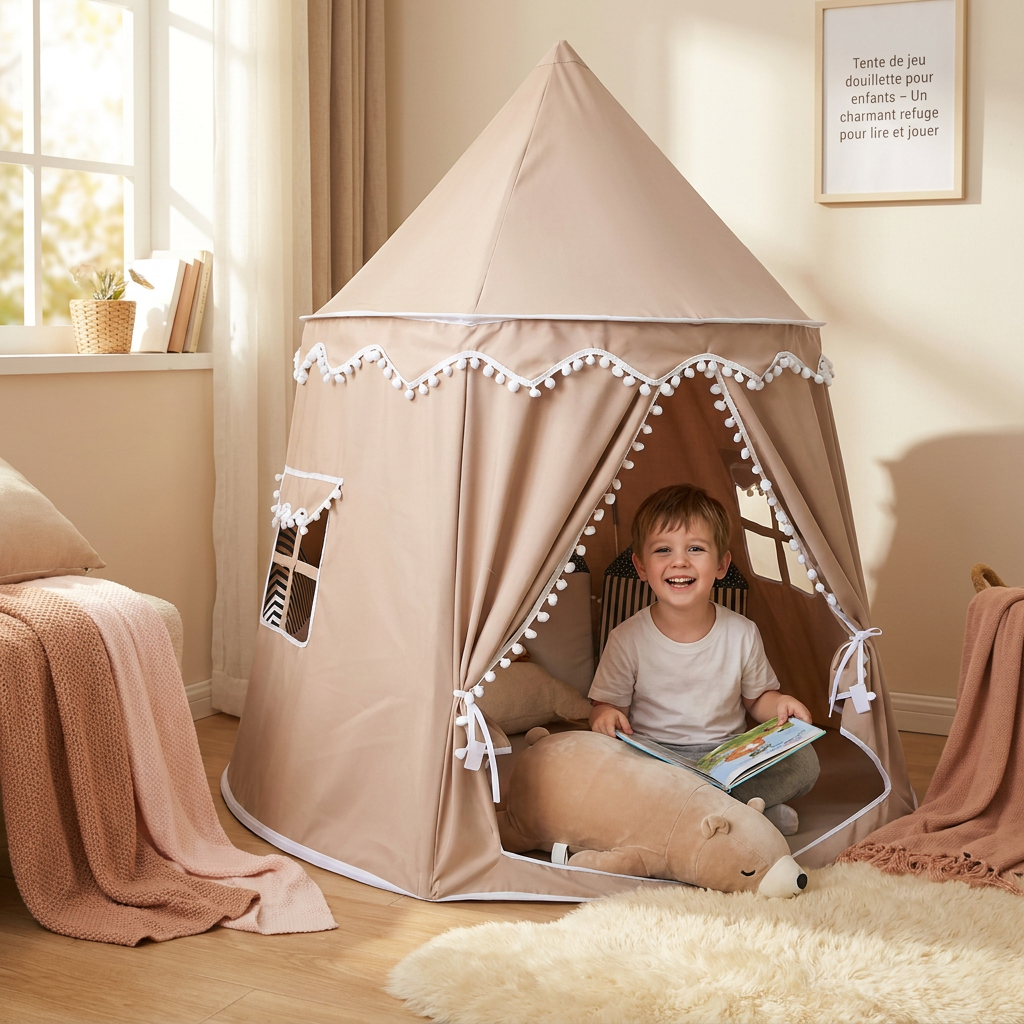 Tente de jeu douillette pour enfants – Un charmant refuge pour lire et jouer