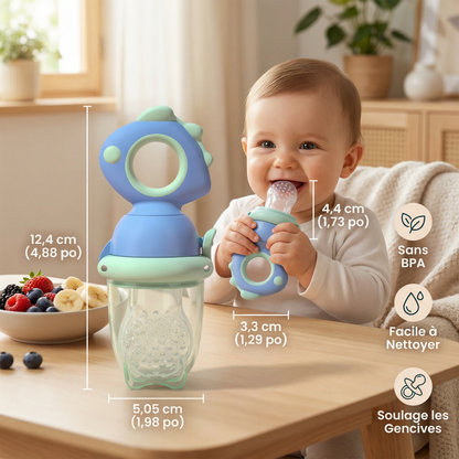 Sucette à fruits pour bébé – anneau de dentition en silicone avec mécanisme de pression