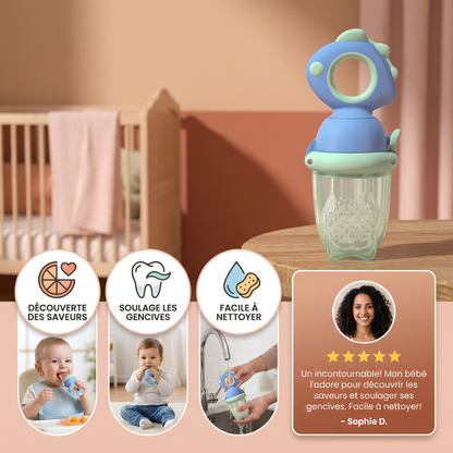 Sucette à fruits pour bébé – anneau de dentition en silicone avec mécanisme de pression
