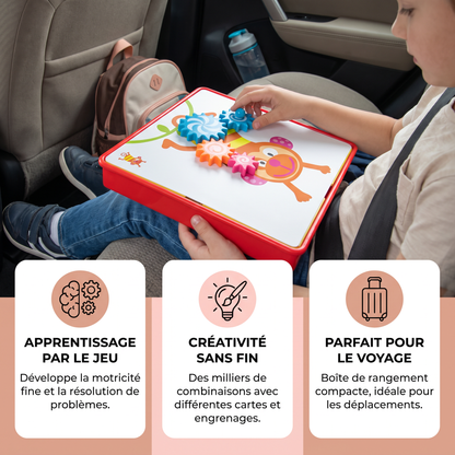 Coffret de Voyage Créatif avec Engrenages et Cartes d’Activités pour Enfants