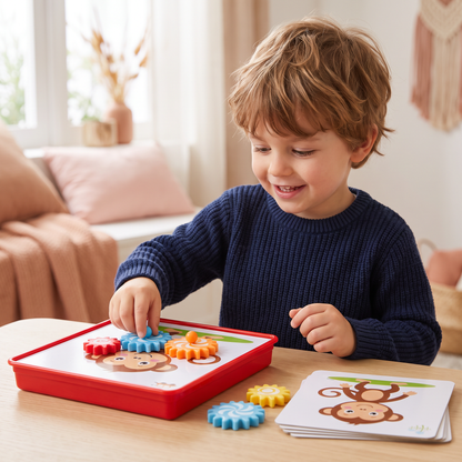 Coffret de Voyage Créatif avec Engrenages et Cartes d’Activités pour Enfants