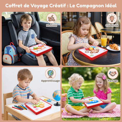 Coffret de Voyage Créatif avec Engrenages et Cartes d’Activités pour Enfants