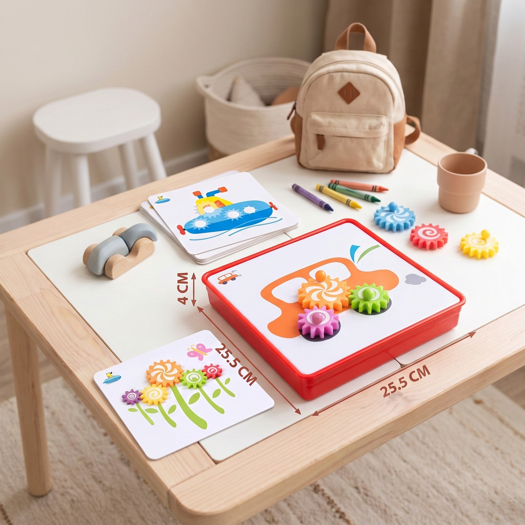 Coffret de Voyage Créatif avec Engrenages et Cartes d’Activités pour Enfants