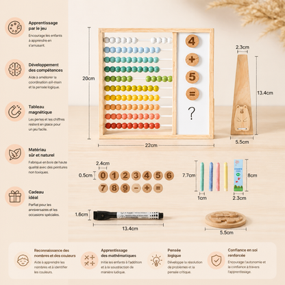 Boulier Magnétique en Bois pour Enfants – Jouet Éducatif avec Chiffres et Couleurs