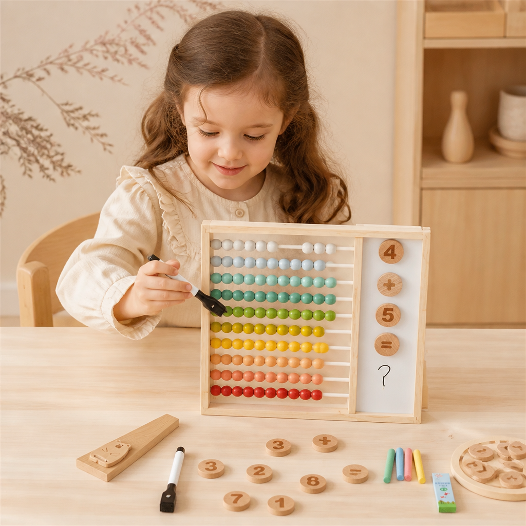 Boulier Magnétique en Bois pour Enfants – Jouet Éducatif avec Chiffres et Couleurs