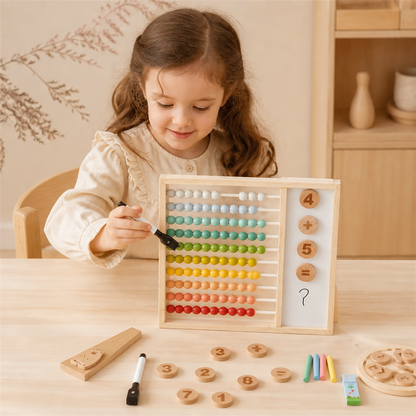 Boulier Magnétique en Bois pour Enfants – Jouet Éducatif avec Chiffres et Couleurs