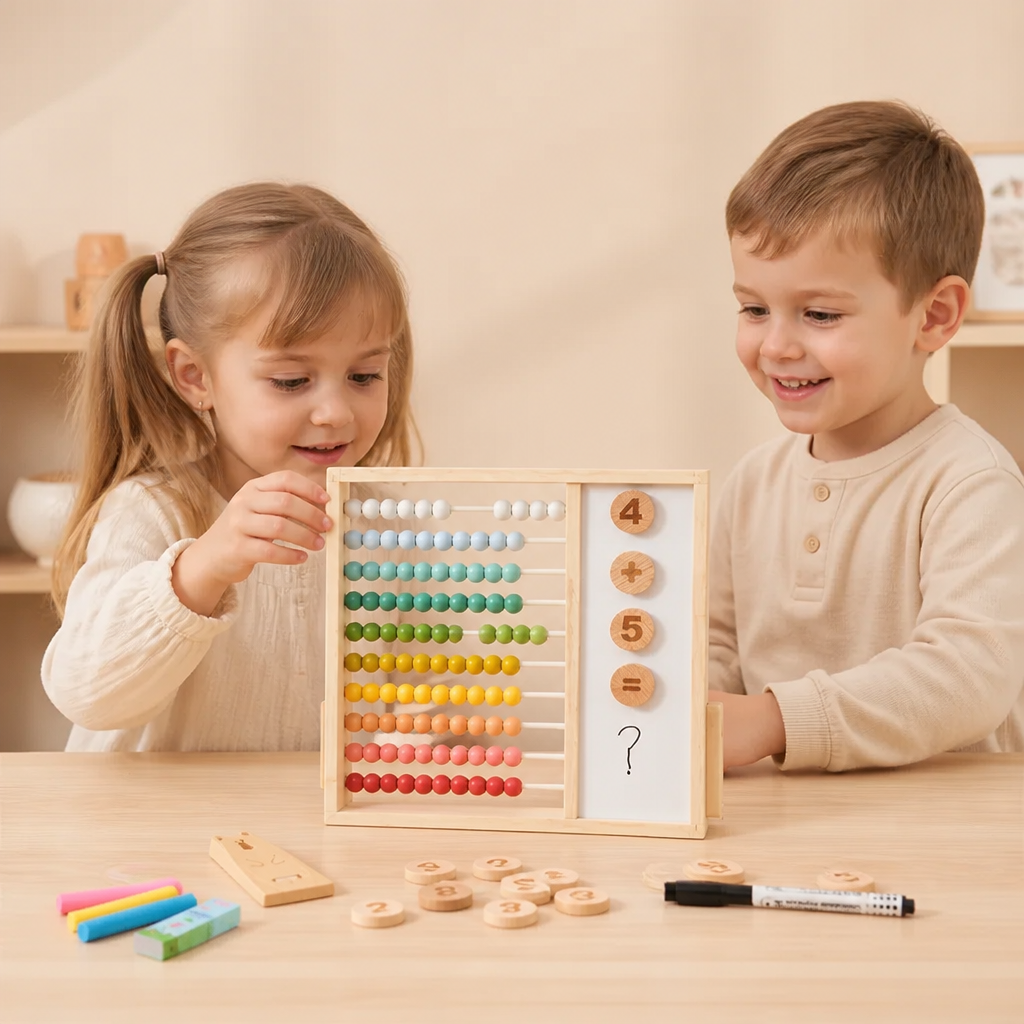 Boulier Magnétique en Bois pour Enfants – Jouet Éducatif avec Chiffres et Couleurs