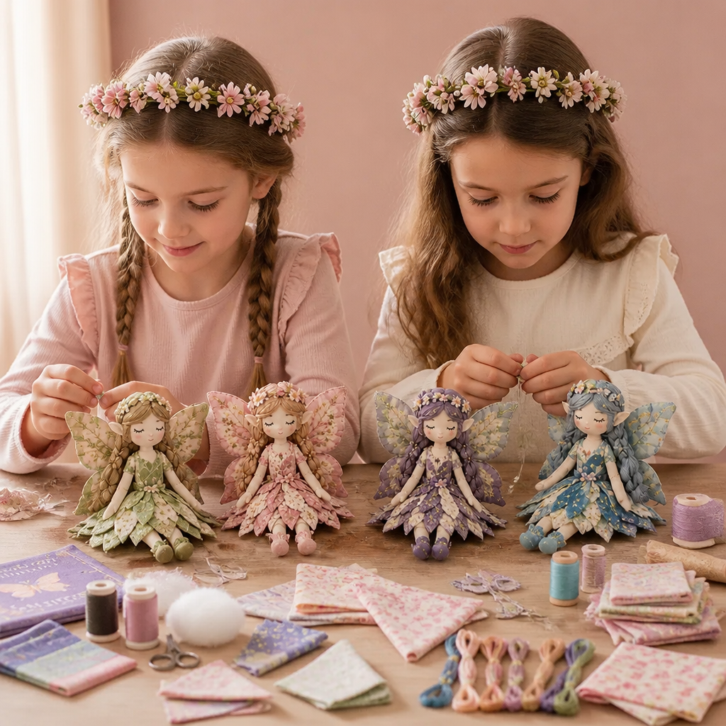 Kit de Couture DIY Fée pour Enfants – Créez de Charmantes Poupées Fées avec Tissu, Accessoires et Instructions