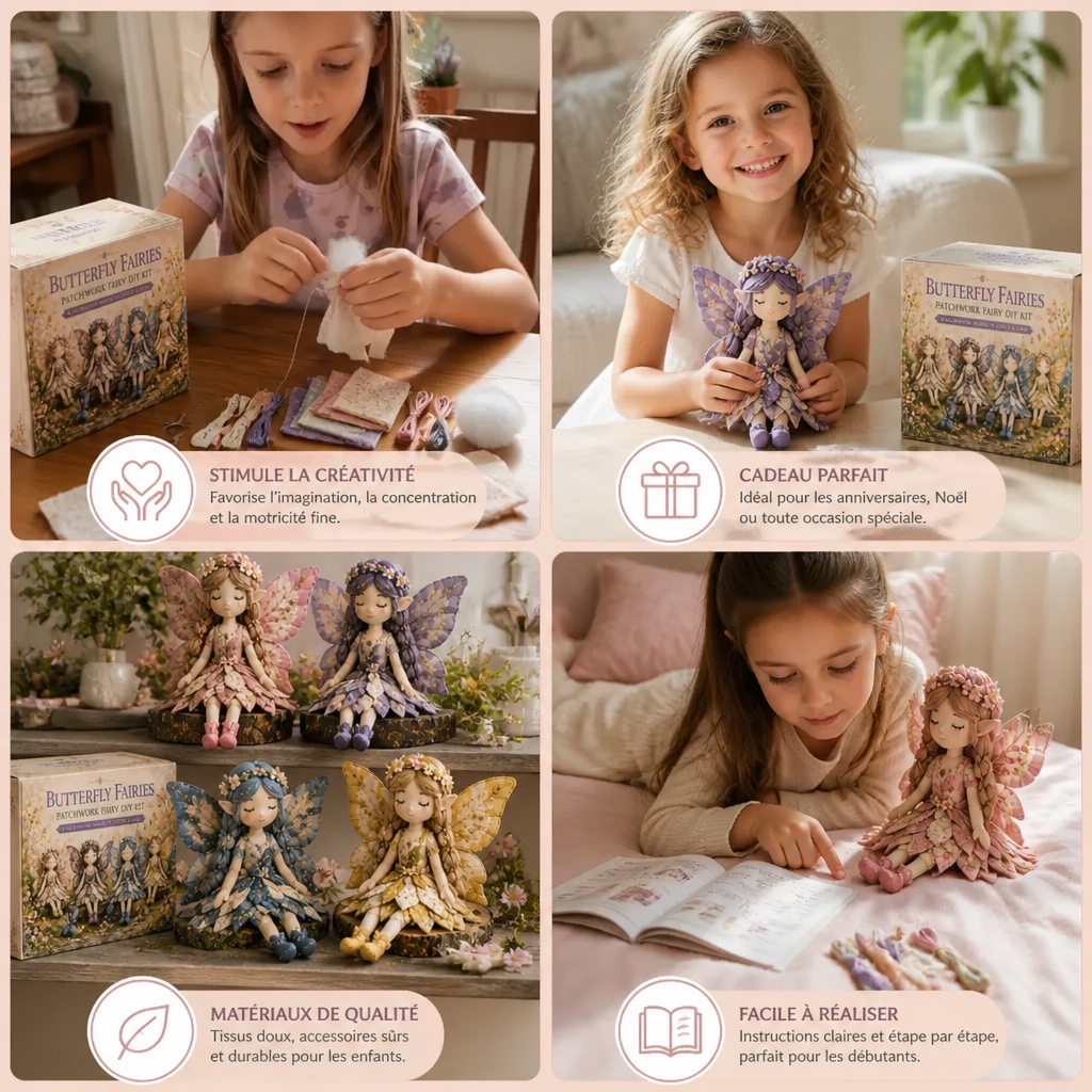 Kit de Couture DIY Fée pour Enfants – Créez de Charmantes Poupées Fées avec Tissu, Accessoires et Instructions