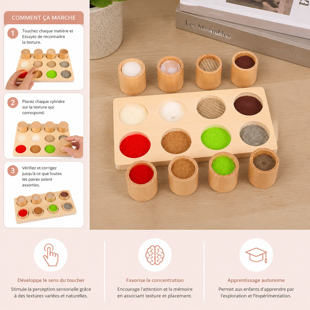 Jeu Montessori Tactile – Jouet d'Apprentissage Sensoriel