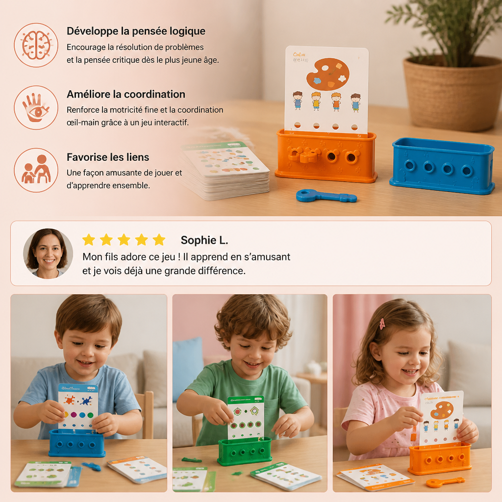 Jeu de casse-tête logique avec clés pour enfants