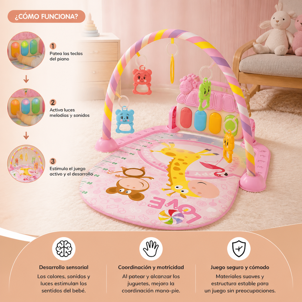 Piano Musical pour Bébé pour la Coordination des Membres et la Stimulation Visuelle et Auditive