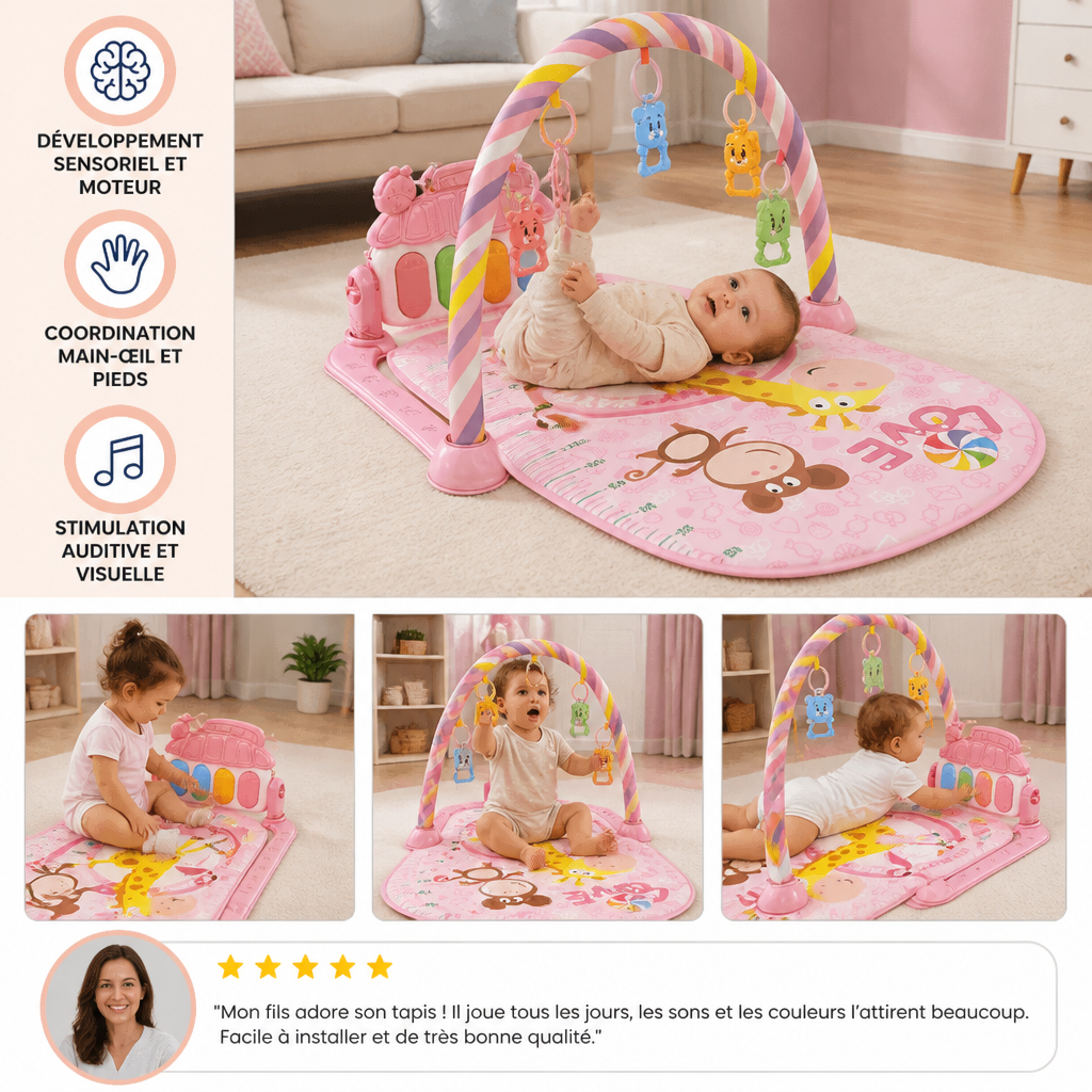 Piano Musical pour Bébé pour la Coordination des Membres et la Stimulation Visuelle et Auditive