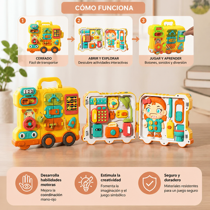 Busy Board Bus pour Enfants avec Activités et Poupée