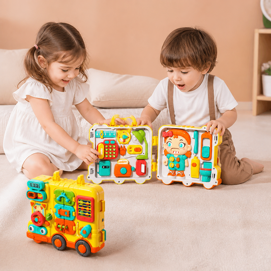 Busy Board Bus pour Enfants avec Activités et Poupée