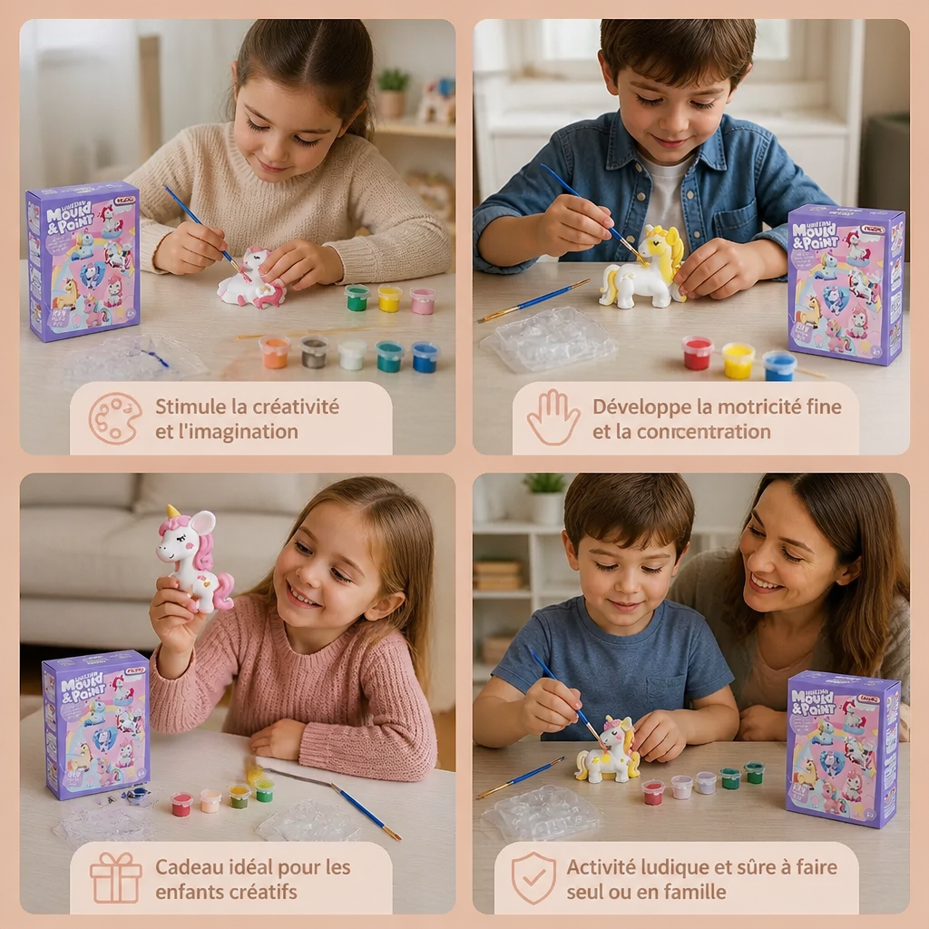 Kit de peinture DIY en plâtre d’animaux – Moule, peinture et création pour enfants