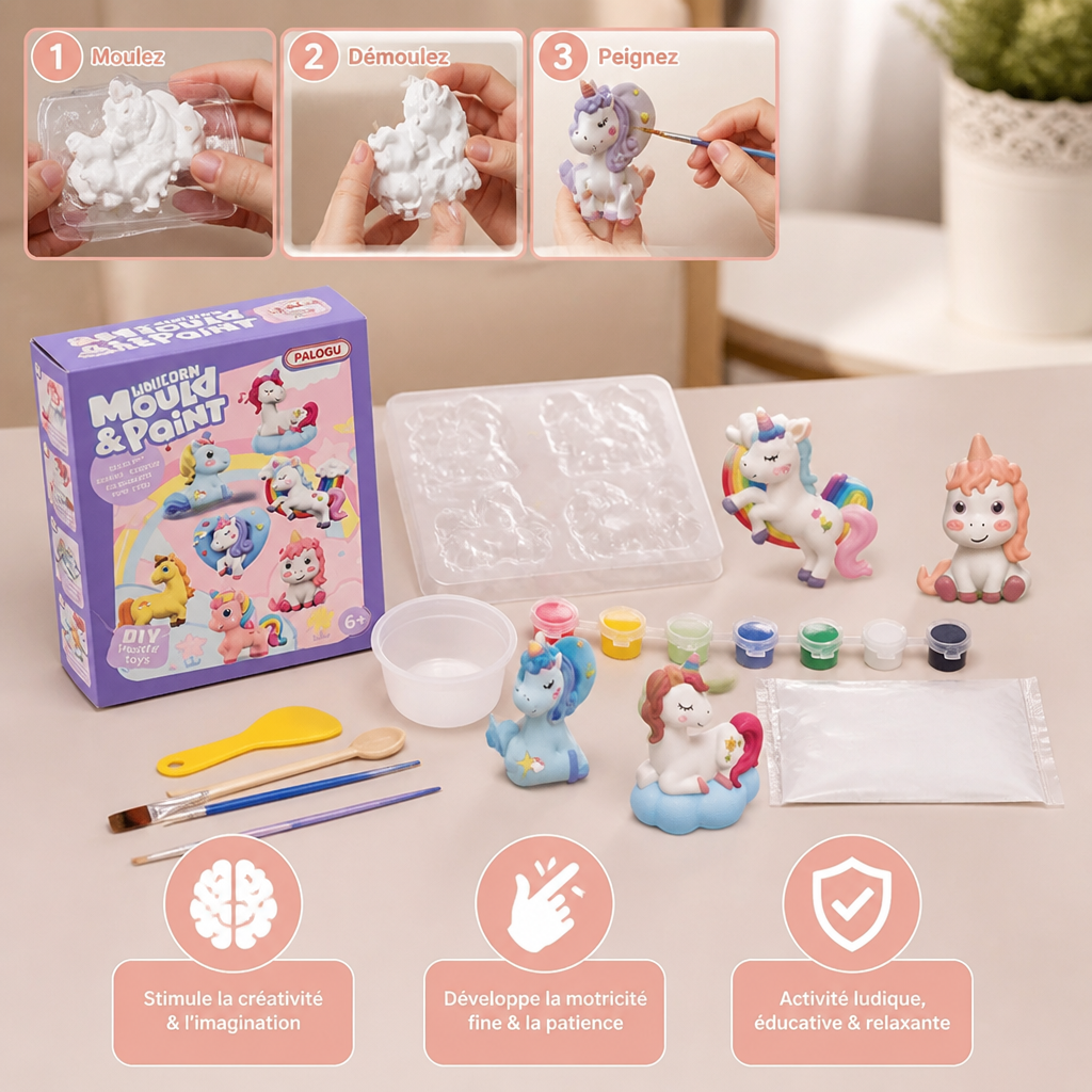 Kit de peinture DIY en plâtre d’animaux – Moule, peinture et création pour enfants