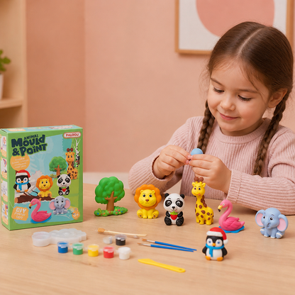 Kit de peinture DIY en plâtre d’animaux – Moule, peinture et création pour enfants