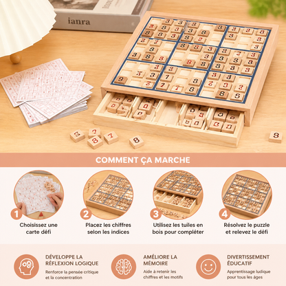Plateau de Sudoku en Bois – Jeu Éducatif de Logique et de Mathématiques