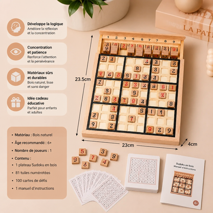 Plateau de Sudoku en Bois – Jeu Éducatif de Logique et de Mathématiques